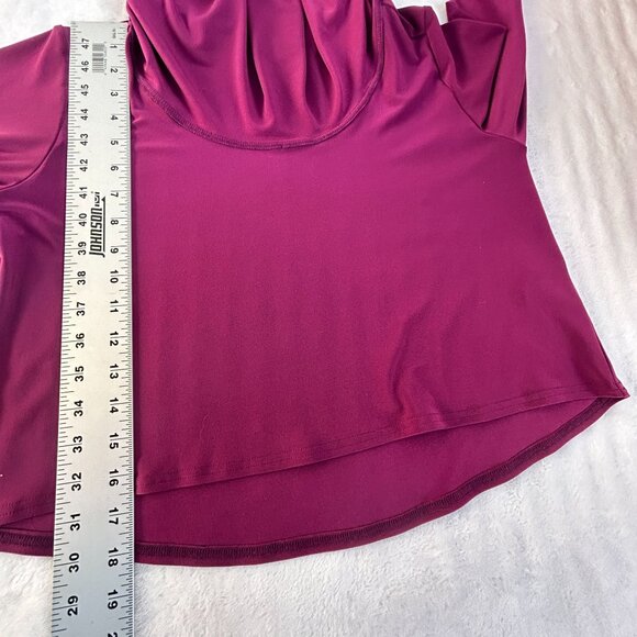 Sympli Womens Long Sleeve Cowl Neck Cropped Top Size 6 Magenta Pink Stretch - Picture 8 of 8